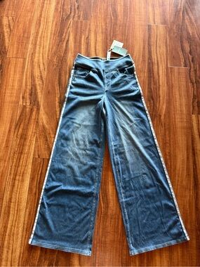 HALARA Blue Wide-Leg Jeans with Side Stripe